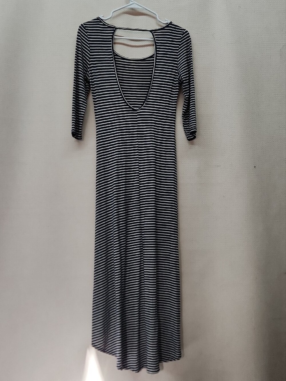 Striped Black and White High-Low Maxi Dress - Picture 2 of 3